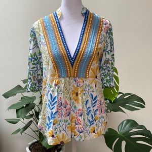 Bl-nk at ANTHROPOLOGY Boho Stephanie Garden Top Petite XS NWT